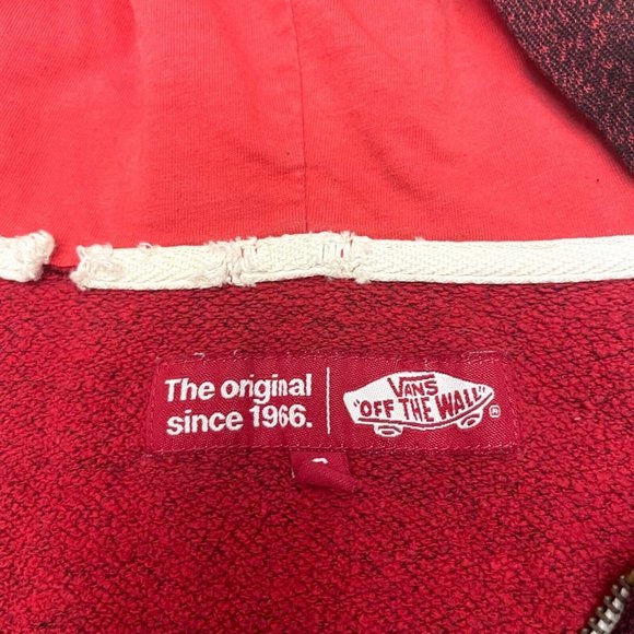 Vans Off The‎ Wall Mens Red Hooded Zip Up Sweatshirt Size Small - Picture 5 of 7